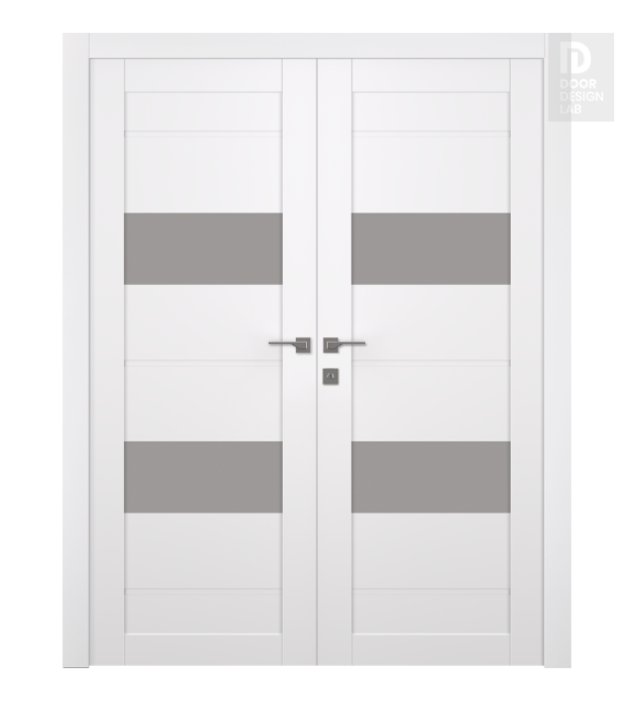 Vita Vetro Snow White Modern Interior Double Swing Doors by Belldinni