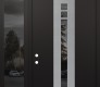 Modern Steel Front Door DIAMOND A4 48" X 96" BLACK/BLACK MIRRORED GLASS PANEL STAINLESS STEEL RHI WITH SIDELITE AND TRANSOM MIRRORED GLASS