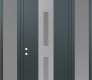Modern Steel Front Door DIAMOND A6 60" X 96" ANTHRACITE/ANTHRACITE FROSTED GLASS PANEL STAINLESS STEEL RHI WITH 2 SIDELITES AND TRANSOM FROSTED GLASS
