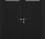 Perla Vetro Black Matte Modern Interior Double Swing Doors by Belldinni