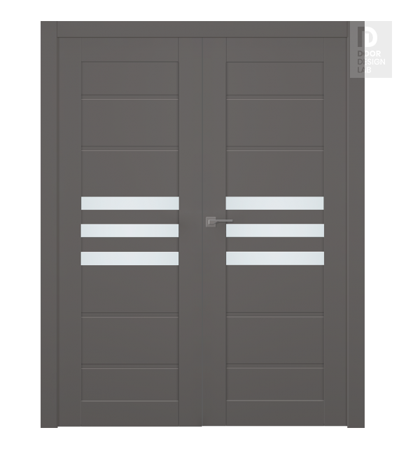 Dome Vetro Gray Matte Modern Interior Double Swing Doors by Belldinni