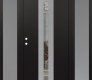 Modern Steel Front Door DIAMOND A4 68" X 80" BLACK/BLACK CLEAR GLASS PANEL STAINLESS STEEL RHI WITH 2 SIDELITES FROSTED GLASS