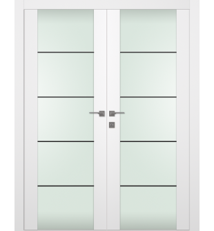 Smart Pro H3g 4H Black Strips Vetro Polar White Double doors