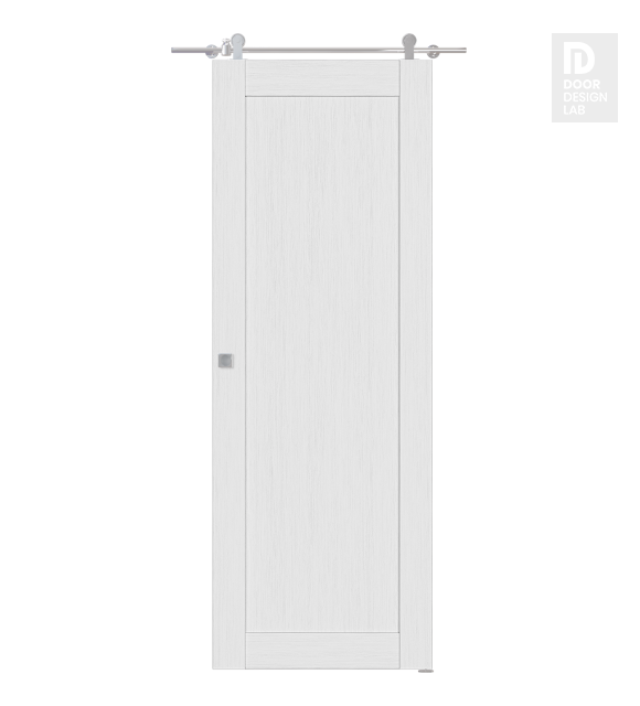 Shaker 1 Panel Bianco Noble Modern Interior Barn Door by Belldinni