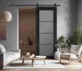 Avon 4 Lite Vetro Black Matte Barn doors