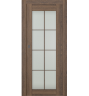 Avon 8 Lite Vetro Pecan Nutwood Pocket doors