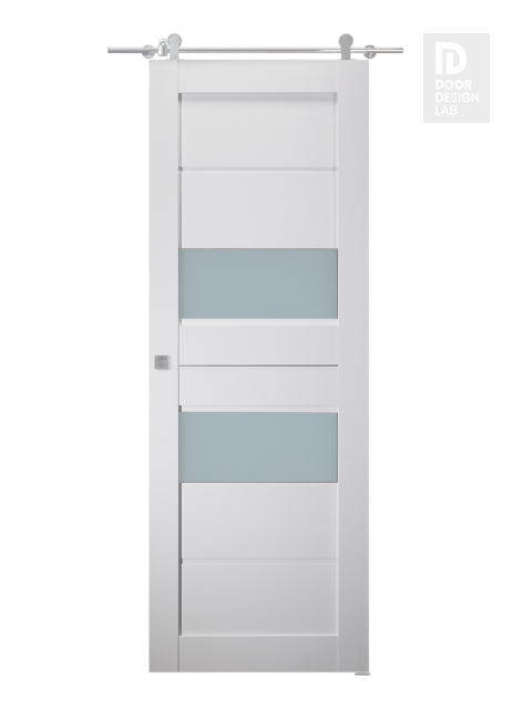 Dessa Vetro Bianco Noble Modern Interior Barn Door by Belldinni