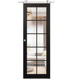 Avon 10 Lite Clear Black Matte Barn doors