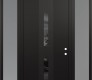 Modern Steel Front Door DIAMOND A6 68" X 96" BLACK/BLACK MIRRORED GLASS PANEL BLACK LHI WITH 2 SIDELITES AND TRANSOM FROSTED GLASS