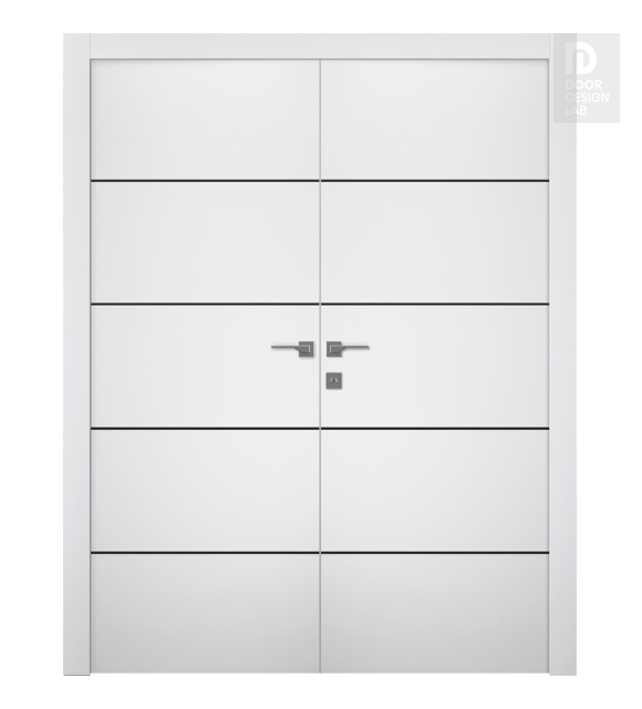 Palladio 4H Black Bianco Noble Modern Interior Double Swing Doors by Belldinni