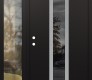 Modern Steel Front Door DIAMOND A1 52" X 80" BLACK/BLACK MIRRORED GLASS PANEL STAINLESS STEEL RHI WITH SIDELITE CLEAR GLASS