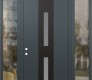 Modern Steel Front Door DIAMOND A6 64" X 96" ANTHRACITE/ANTHRACITE FROSTED GLASS PANEL BLACK RHI WITH 2 SIDELITES AND TRANSOM CLEAR GLASS
