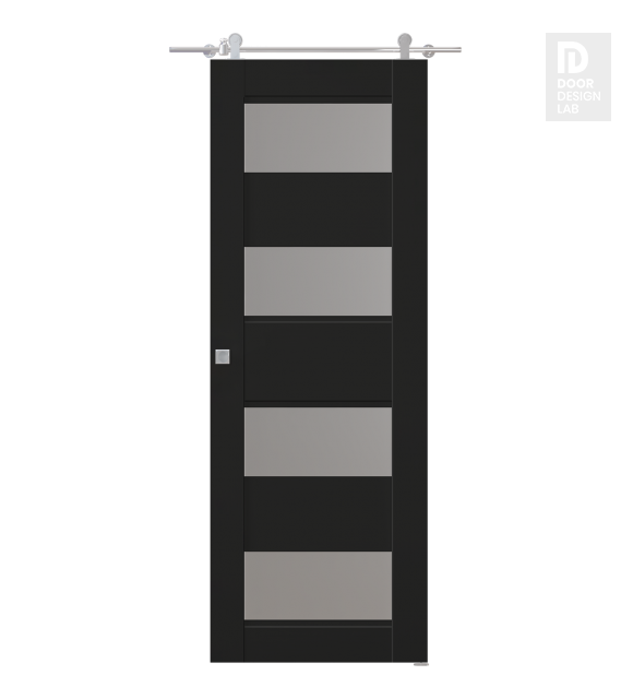 Avon 07-08 Vetro Black Matte Modern Interior Barn Door by Belldinni