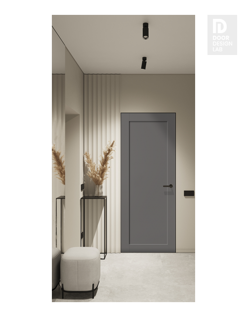 Shaker 1 Panel Gray Matte Modern Interior Frameless Door by Belldinni