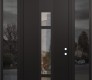 Modern Steel Front Door DIAMOND A9 64" X 96" BLACK/BLACK CLEAR GLASS PANEL BLACK LHI WITH 2 SIDELITES AND TRANSOM MIRRORED GLASS