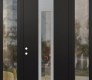 Modern Steel Front Door DIAMOND A1 68" X 96" BLACK/BLACK CLEAR GLASS PANEL STAINLESS STEEL RHI WITH 2 SIDELITES AND TRANSOM CLEAR GLASS