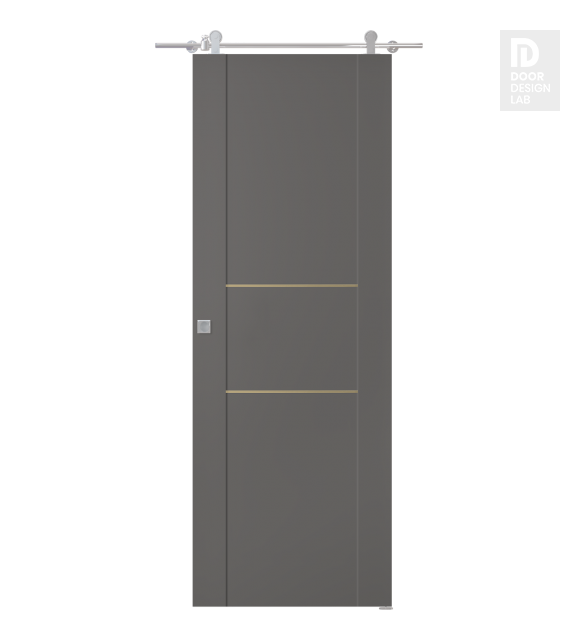 Avon 01 2H Gold Gray Matte Modern Interior Barn Door by Belldinni
