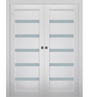Leora Vetro Bianco Noble Double pocket doors