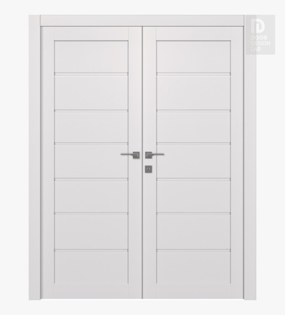 Alda Snow White Modern Interior Double Swing Doors by Belldinni
