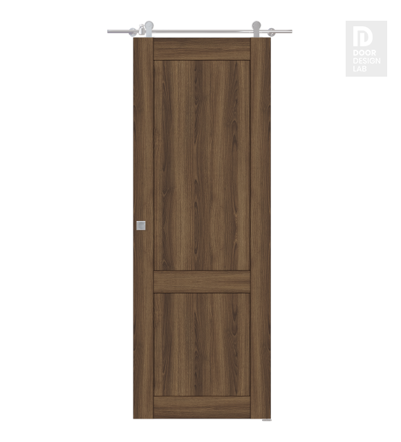 Shaker 2 Panel Pecan Nutwood Modern Interior Barn Door by Belldinni