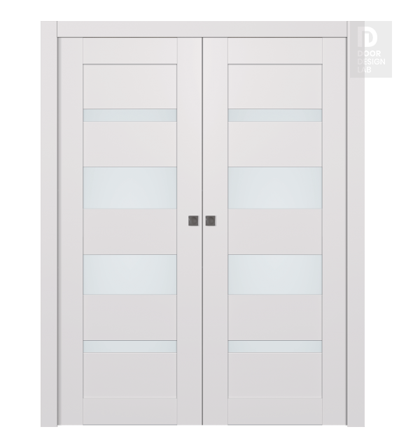 Avon 07-01 Vetro Snow White Modern Interior Double Pocket Doors by Belldinni