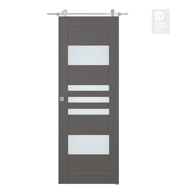 Leti Vetro Gray Matte Modern Interior Barn Door by Belldinni