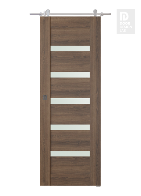 Avon 07-04 Vetro Pecan Nutwood Modern Interior Barn Door by Belldinni