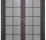 Palladio 10 Lite Vetro Gray Oak Modern Interior Double Swing Doors by Belldinni