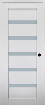 RTA LEFT HAND PREHUNG CONCEALED DOOR SLAB LEORA VETRO BIANCO NOBLE 18" X 80" X 1 9/16" FROSTED GLASS