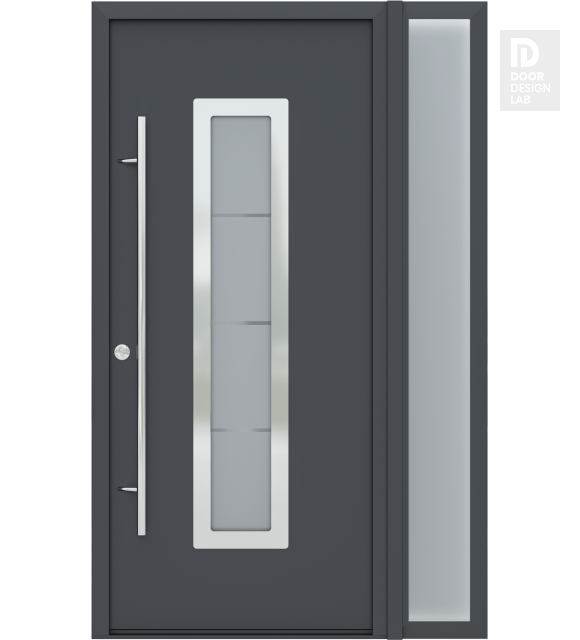 MODERN FRONT STEEL DOOR ARGOS ANTRACIT/WHITE 49 1/4" X 81 11/16" RHI + SIDELITE RIGHT