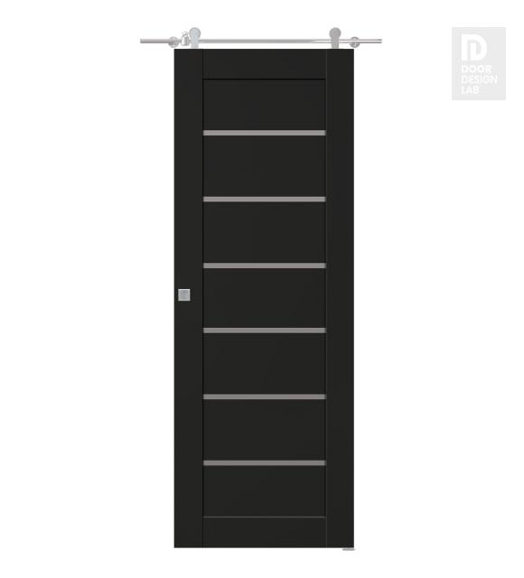 Avon 07-02 Vetro Black Matte Modern Interior Barn Door by Belldinni