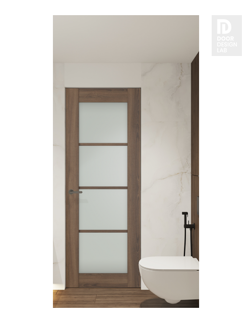 Avon 4 Lite Vetro Pecan Nutwood Modern Interior Frameless Door by Belldinni