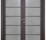 Palladio 5 Lite Vetro Gray Oak Modern Interior Double Swing Doors by Belldinni