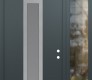 Modern Steel Front Door DIAMOND A1 52" X 96" ANTHRACITE/ANTHRACITE FROSTED GLASS PANEL STAINLESS STEEL LHI WITH SIDELITE AND TRANSOM CLEAR GLASS