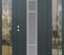 Modern Steel Front Door DIAMOND A9 64" X 80" ANTHRACITE/ANTHRACITE FROSTED GLASS PANEL STAINLESS STEEL RHI WITH 2 SIDELITES CLEAR GLASS