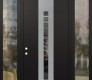 Modern Steel Front Door DIAMOND A4 60" X 96" BLACK/BLACK MIRRORED GLASS PANEL STAINLESS STEEL RHI WITH 2 SIDELITES AND TRANSOM CLEAR GLASS