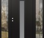 Modern Steel Front Door DIAMOND A1 60" X 80" BLACK/WHITE FROSTED GLASS PANEL BLACK RHI WITH 2 SIDELITES CLEAR GLASS