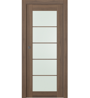 Avon 5 Lite Vetro Pecan Nutwood Pocket doors