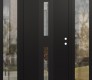 Modern Steel Front Door DIAMOND A6 64" X 80" BLACK/BLACK CLEAR GLASS PANEL BLACK LHI WITH 2 SIDELITES CLEAR GLASS