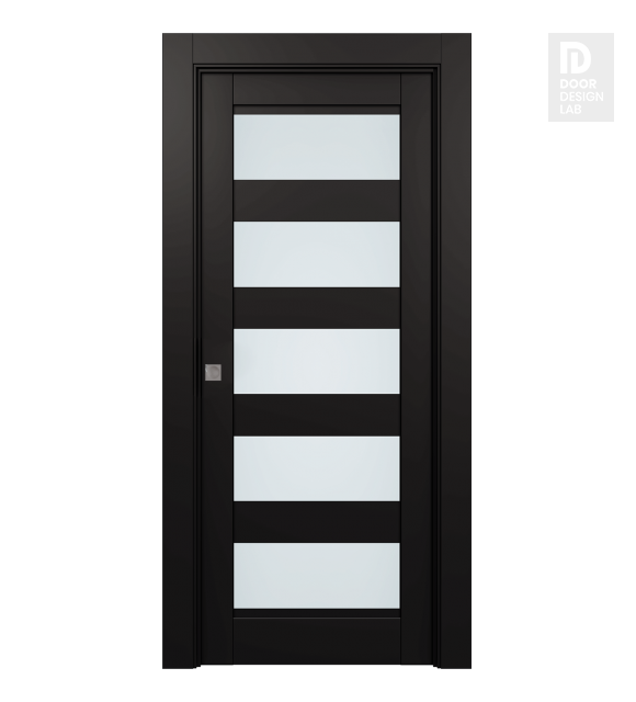Avon 07-07 Vetro Black Matte Modern Interior Pocket Door by Belldinni
