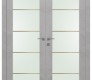 Avon 202 4H Gold Strips Vetro Light Urban Modern Interior Double Swing Doors by Belldinni
