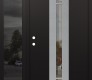 Modern Steel Front Door DIAMOND A4 48" X 80" BLACK/BLACK CLEAR GLASS PANEL STAINLESS STEEL RHI WITH SIDELITE MIRRORED GLASS