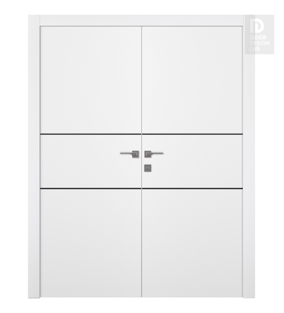 Palladio 2H Black Bianco Noble Modern Interior Double Swing Doors by Belldinni