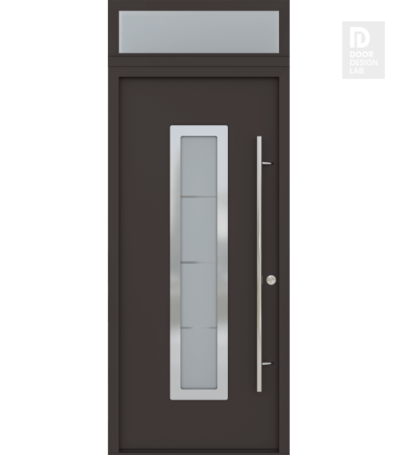 MODERN FRONT STEEL DOOR ARGOS BROWN/WHITE 37 7/16" X 95 11/16" LHI + TRANSOM