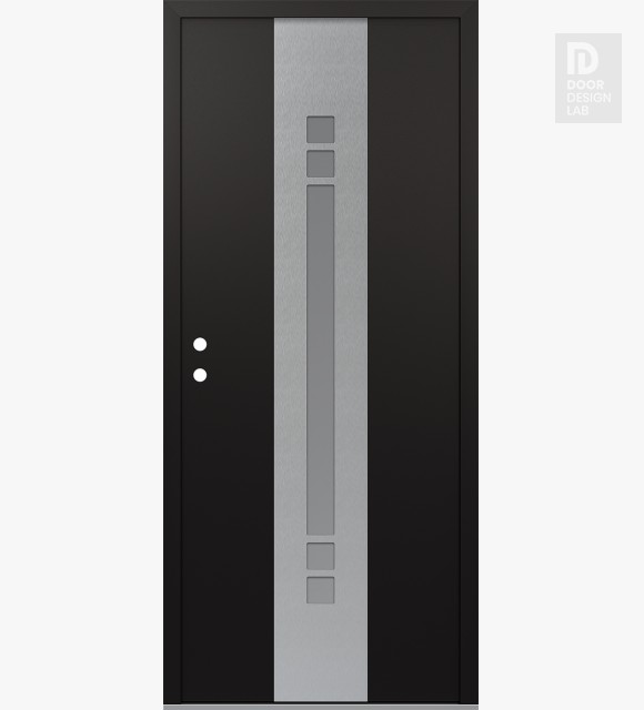 Modern Steel Front Door DIAMOND A4 36" X 80" BLACK/WHITE FROSTED GLASS PANEL STAINLESS STEEL RHI
