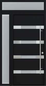 MODERN FRONT STEEL DOOR AURA BLACK/WHITE 49 1/4" X 95 11/16" LHI + SIDELITE LEFT/TRANSOM