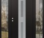 Modern Steel Front Door DIAMOND A6 64" X 80" BLACK/WHITE FROSTED GLASS PANEL STAINLESS STEEL RHI WITH 2 SIDELITES CLEAR GLASS