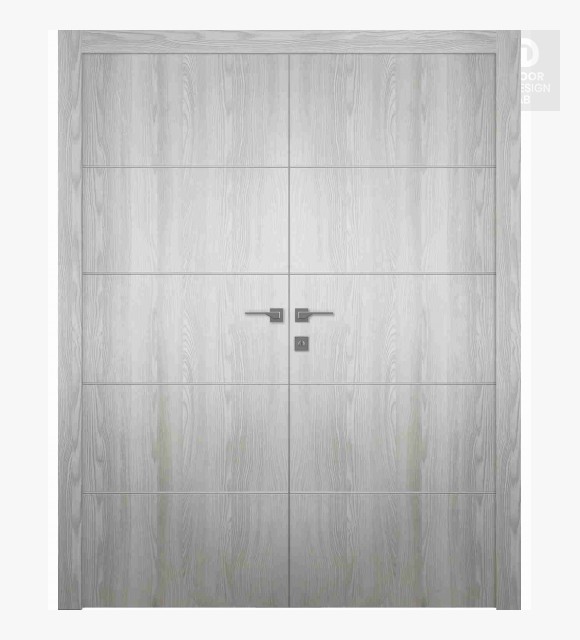 Optima 4H Ribeira Ash Modern Interior Double Swing Doors by Belldinni