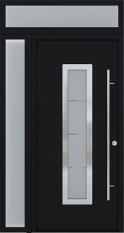 MODERN FRONT STEEL DOOR ARGOS BLACK/WHITE 49 1/4" X 95 11/16" LHI + SIDELITE LEFT/TRANSOM
