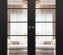 Avon 5 Lite Clear Vetro Black Matte Modern Interior Double Pocket Doors by Belldinni